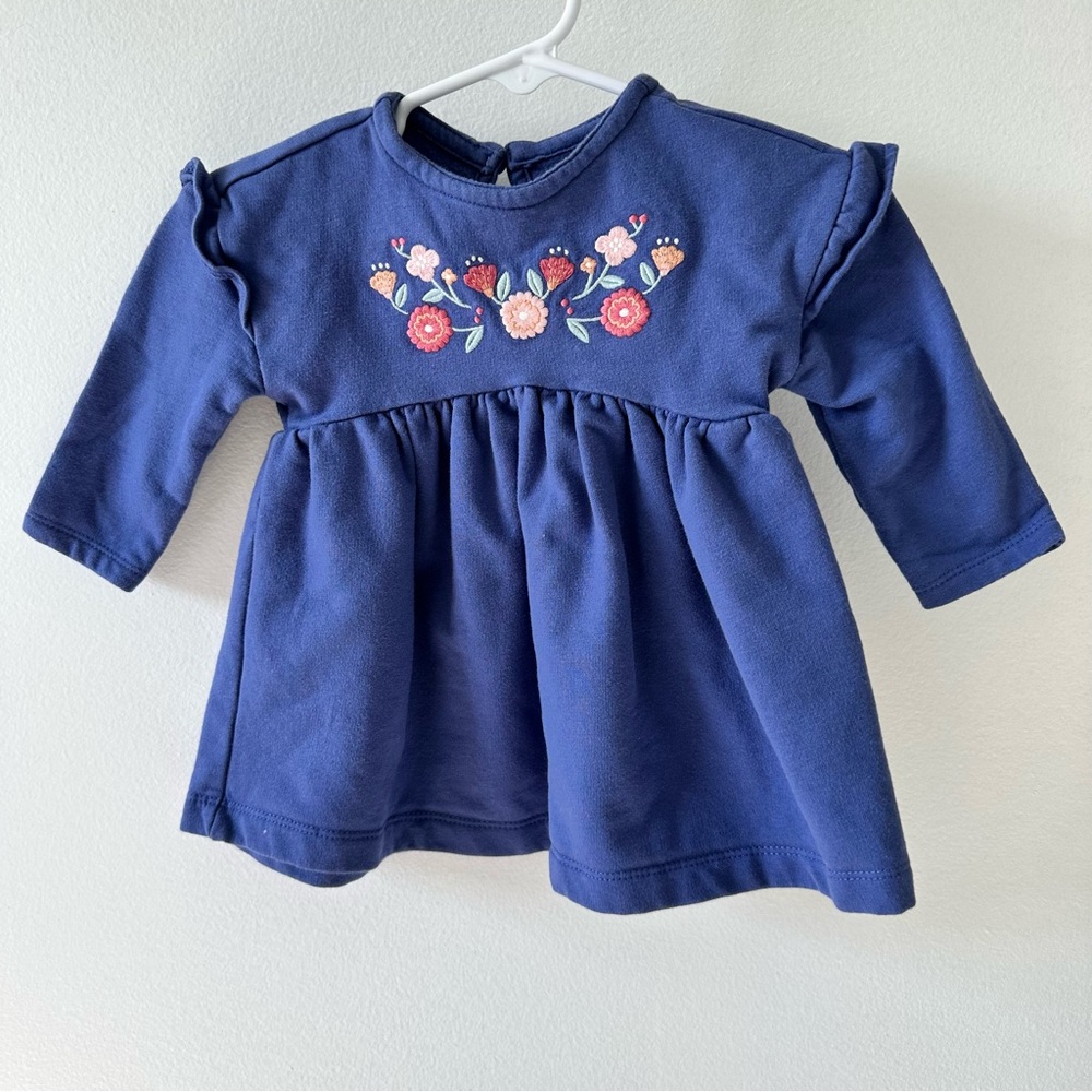 Carter's Navy Dress with Floral Embroidery - Size 9M